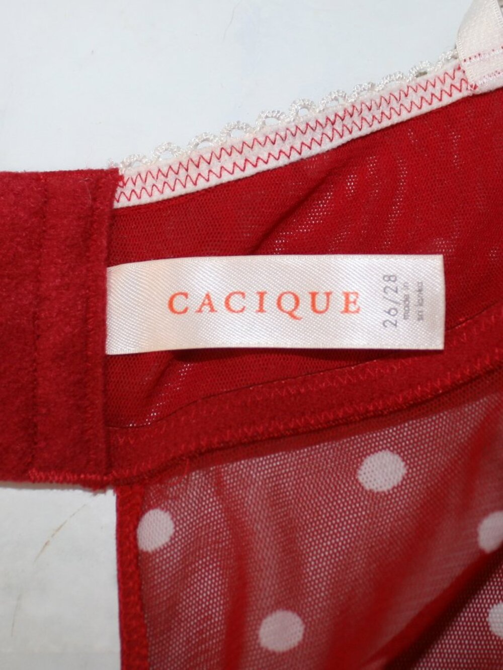 CACIQUE Chemise Sheer Polka Dot Retro Babydoll Negligee Lace Red White Plus Size - Picture 5 of 15
